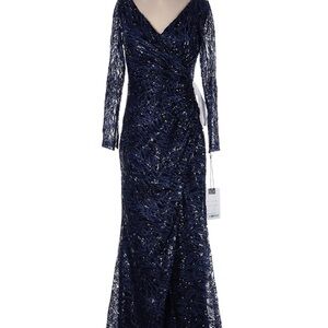 Mac Duggal Midnight Blue Lace Sequin Gown